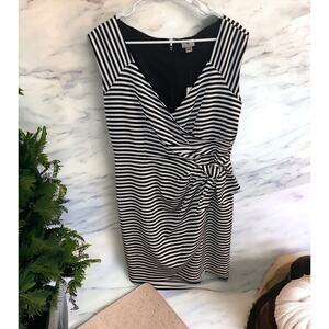 Worthington Dress Women Size 12 Sleeveless Striped Sheath Dress Black‎ White NWT